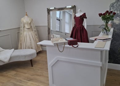 Silk Powder Limited, Leicestershire GB, elegant dresses on display in a chic room.
