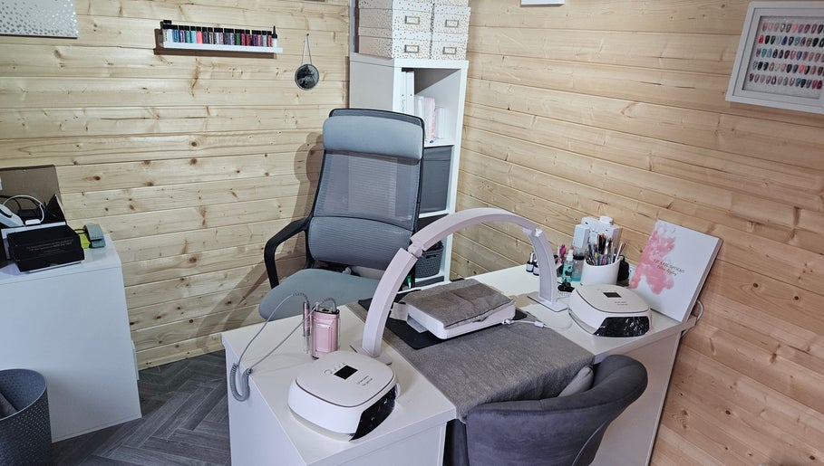 Cozy nail workstation at Shells Nailz, Chelmsford, England, GB. Modern setup for premium nail services.