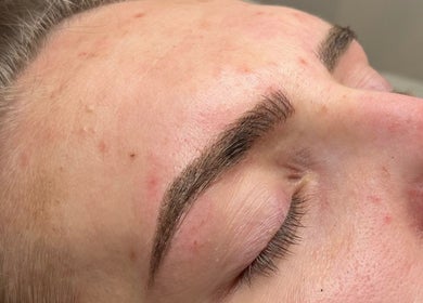 Close-up of perfectly shaped brows at Brows & Beauty by Georgia, Effingham, England, GB.