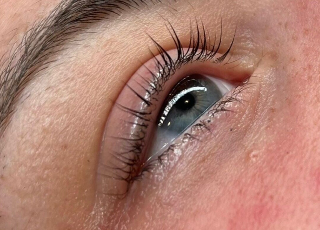 Close-up of styled lashes at Brows & Beauty by Georgia, Effingham, England, GB.
