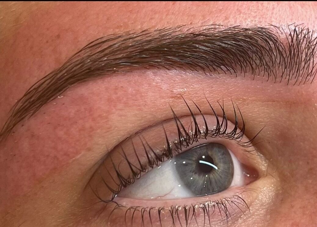 Close-up of expertly shaped eyebrow at Brows & Beauty by Georgia, Effingham, England, GB.