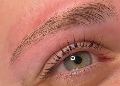 Close-up of styled eyelashes at Beauty Therapist by Charlotte, Kegworth, England, GB.