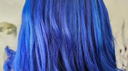 Vibrant blue hair color showcased at Hair By Tory, Stowmarket, England, GB, highlighting bold styling expertise.