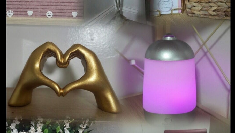 Golden heart sculpture and diffuser at Remedi Permanent Makeup Corydon, Corydon, Indiana, US.