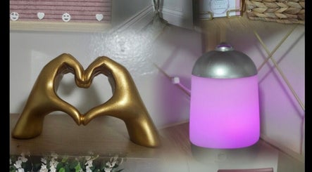 Golden heart sculpture and diffuser at Remedi Permanent Makeup Corydon, Corydon, Indiana, US.