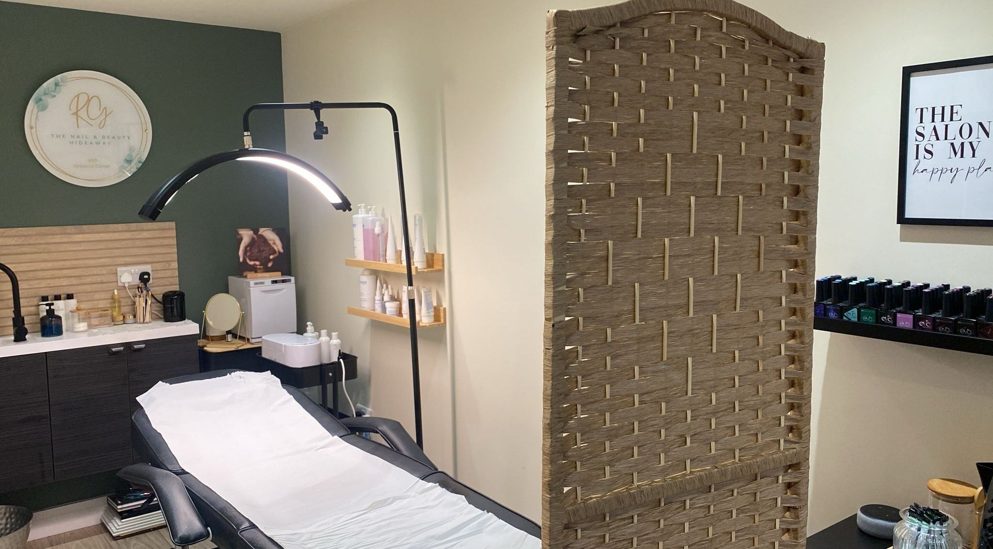 Serene interior of The Nail and Beauty Hideaway with Rebecca Glover in Doncaster, England, GB.