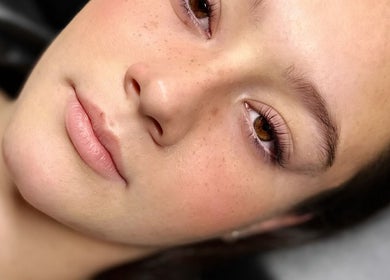 Close-up of a woman's flawless skin at Skulptured Skin & Body, Ropes Crossing, New South Wales, AU.