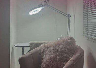 Comfortable seating with a plush chair at Beauty With Katie, Dunfermline, Scotland, GB.