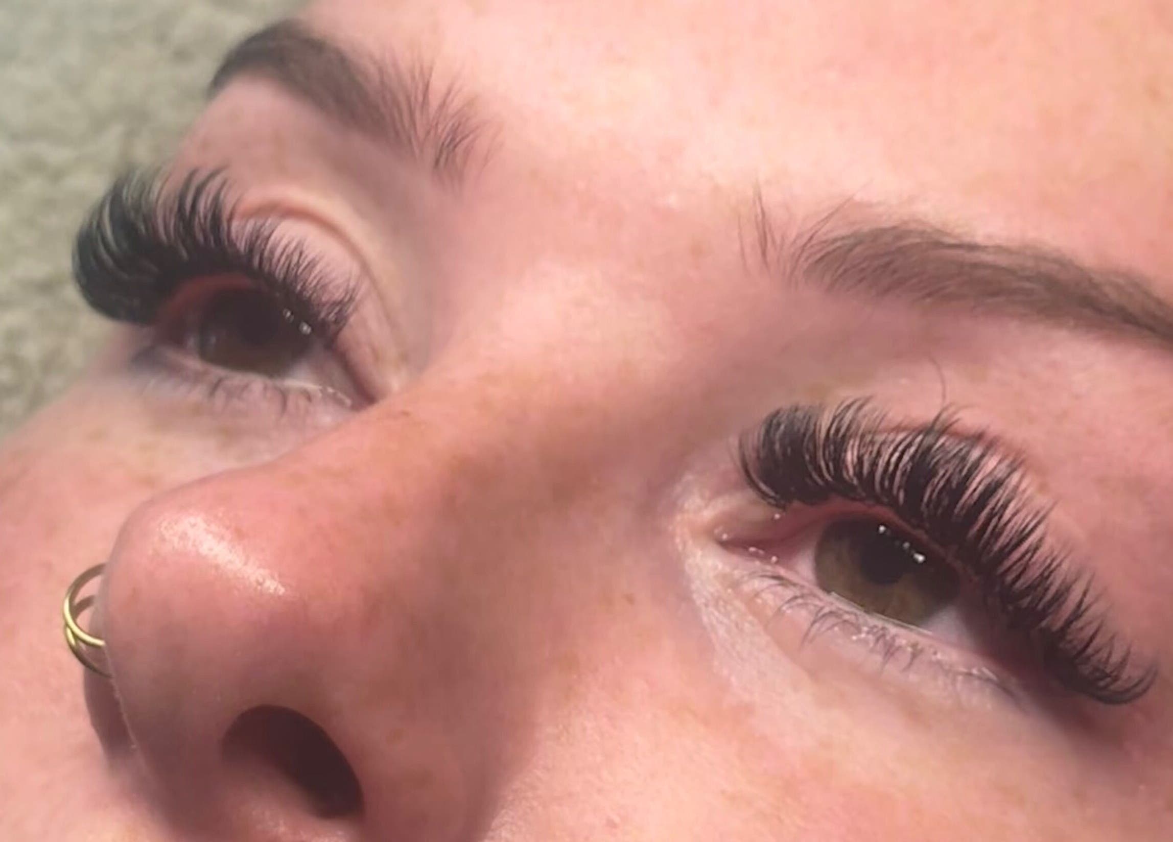 Close-up of eyelash extensions at Beauty With Katie, Rosyth, Scotland, GB, showcasing meticulous lash application.