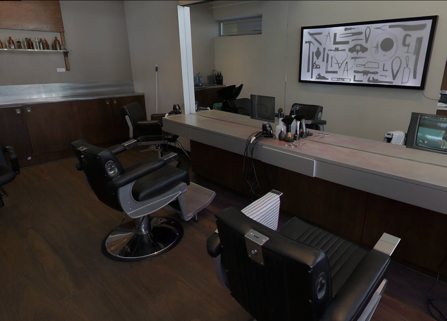 Chairs and styling tools at The Gentry - Shortland Street, Auckland, Auckland, NZ, offering premium grooming.