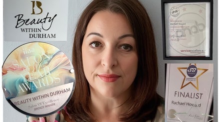 Beauty Within Durham owner with awards in Durham, England, GB, highlighting salon excellence.