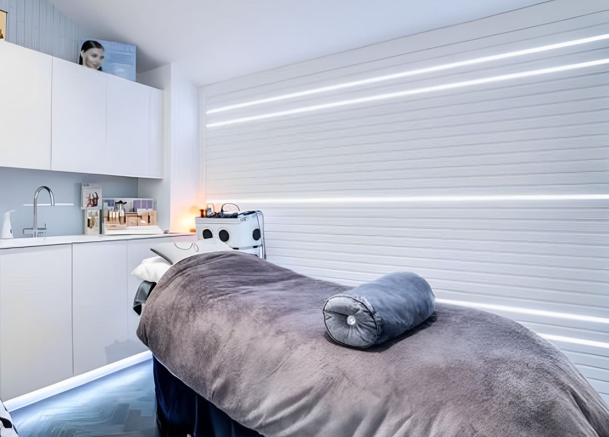Luxurious treatment room at Beauty Within Durham, featuring plush bed, soothing lights, Durham, England, GB.
