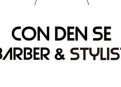 Con Den Se Barber & Stylist sign at Hong Kong 香港, HK showcasing modern logo design.