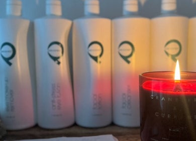 Relaxing candle and products at Green Ivy Skin And Spa, Kettering, England, GB setting a soothing atmosphere.