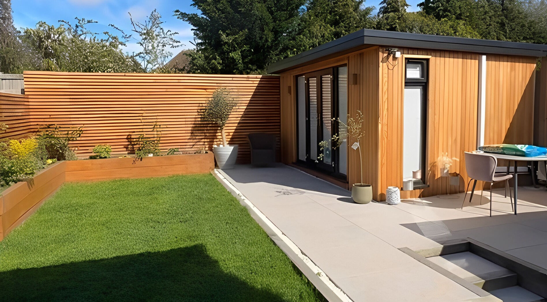 Serene garden area at Green Ivy Skin And Spa, Barton Seagrave, England, GB for peaceful relaxation.