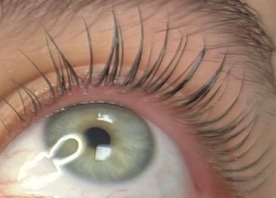 Close-up of styled eyelashes at Beauty by Jen, Liverpool, England, GB.