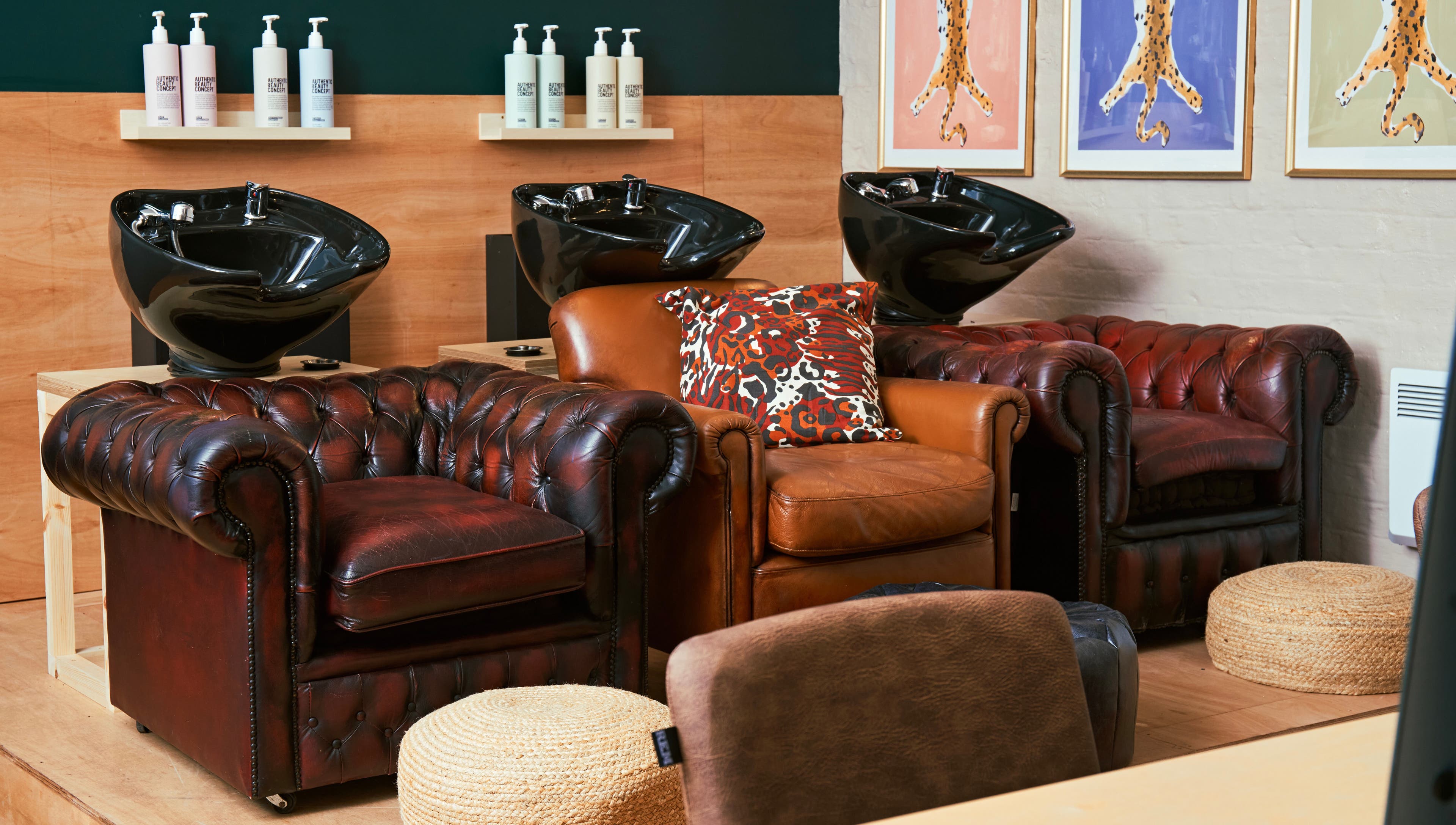 Luxurious seating with washbasins at Simone * This Is Who We Are Collective in Leeds, England, GB.