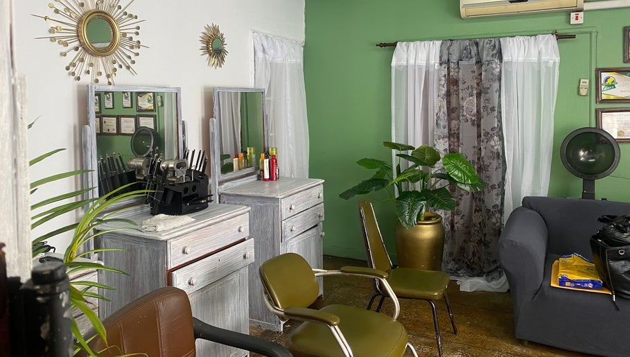 Elegant salon interior at Stylin' Chic by Auldine's, Kingstown, St. George, VC with modern decor.