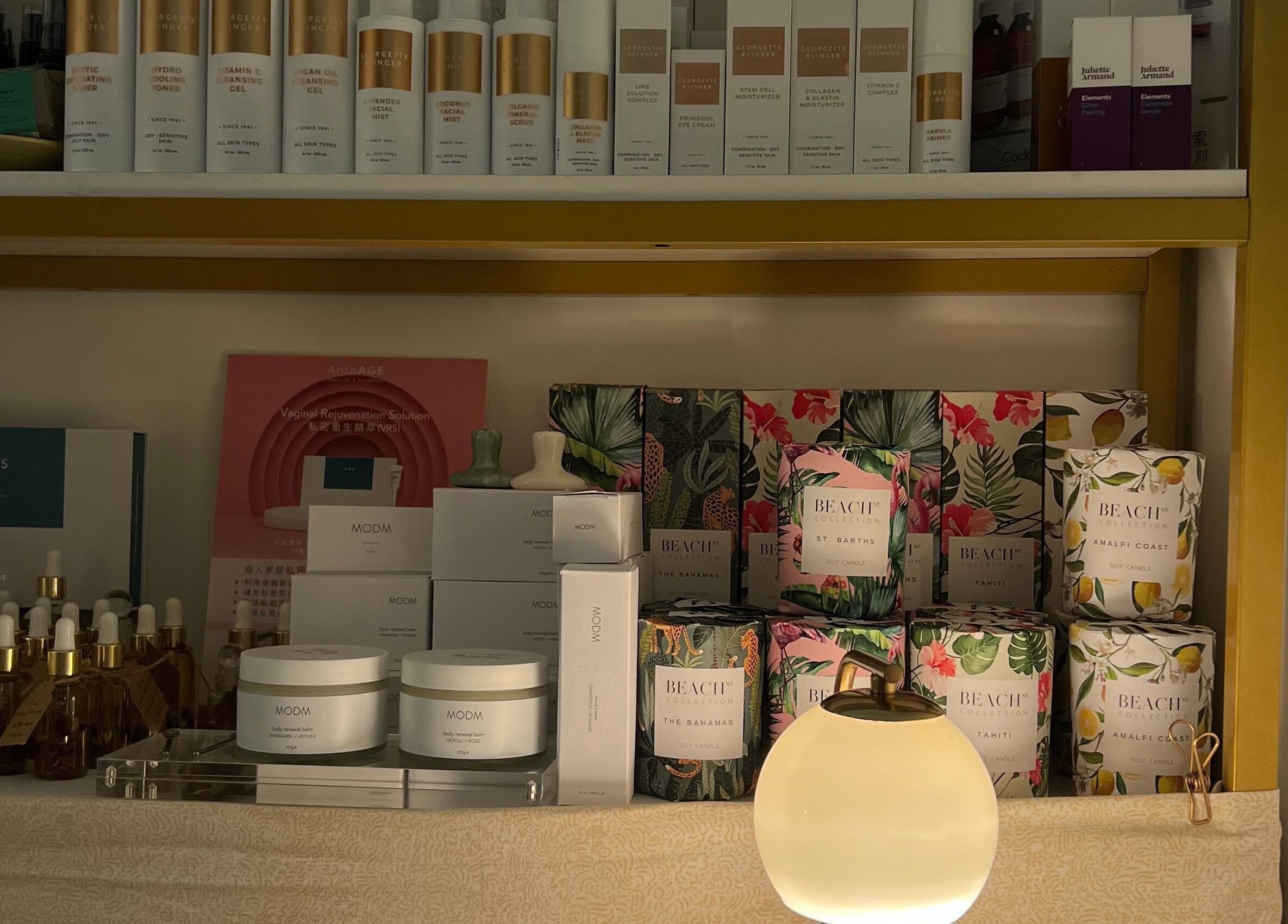 Display of skincare products at Rosa Damascena Hong Kong, Hong Kong Island, HK.