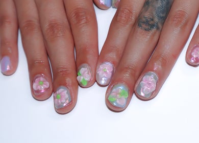 Floral nail art at Yanice Gianina Nails, Berlin, Berlin, DE showcasing intricate 3D designs.