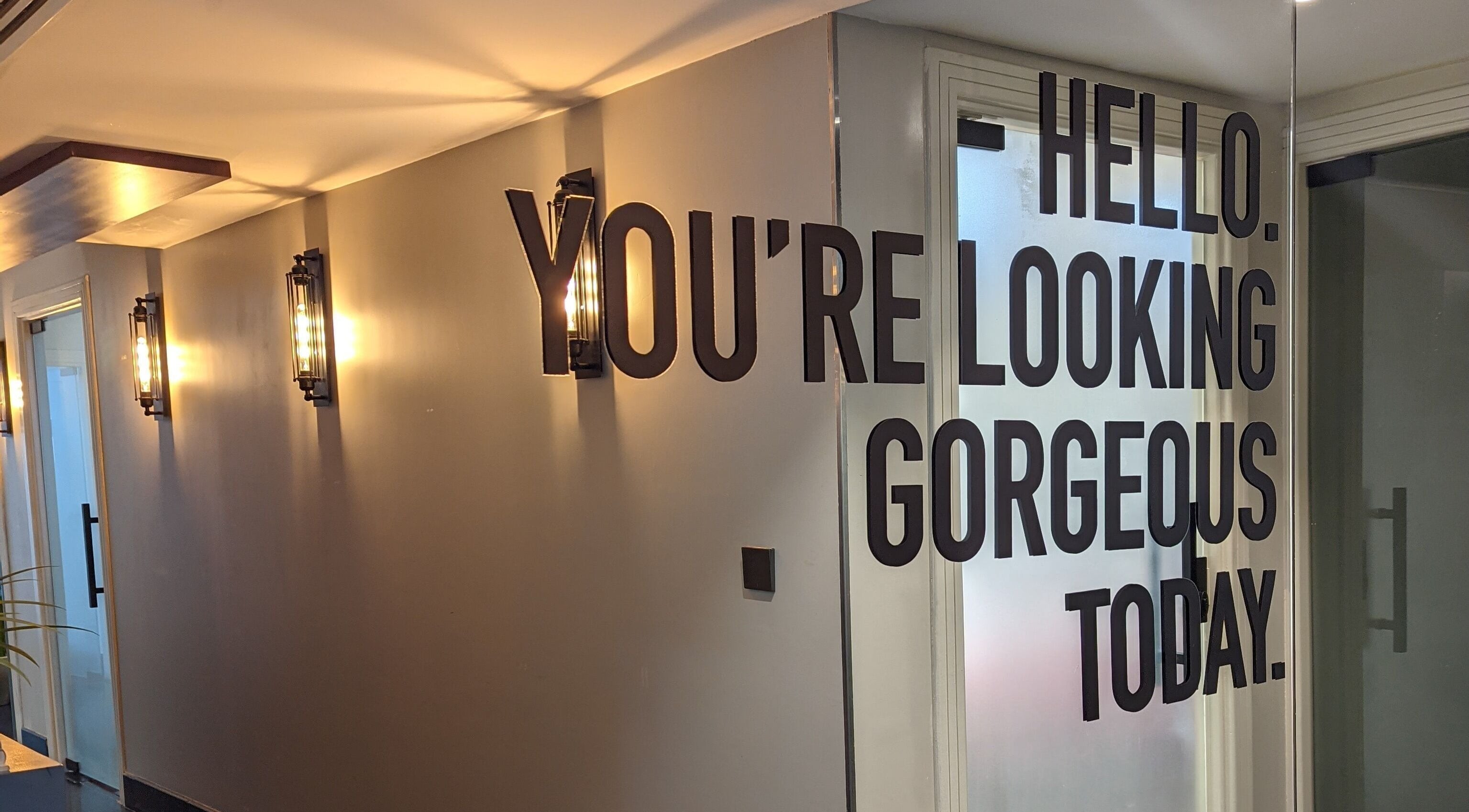 Inspirational mirror wall text at Supernova Salon Olaya, Riyadh, Riyadh Province, SA.