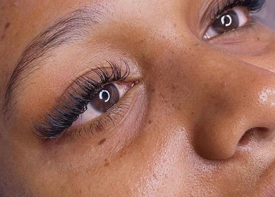 Close-up of perfectly styled eyelashes at Lashubyjade, Cape Town, Western Cape, ZA.