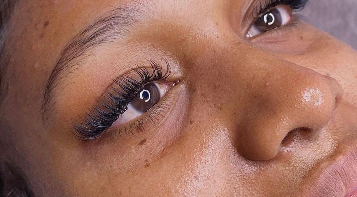 Close-up of perfectly styled eyelashes at Lashubyjade, Cape Town, Western Cape, ZA.