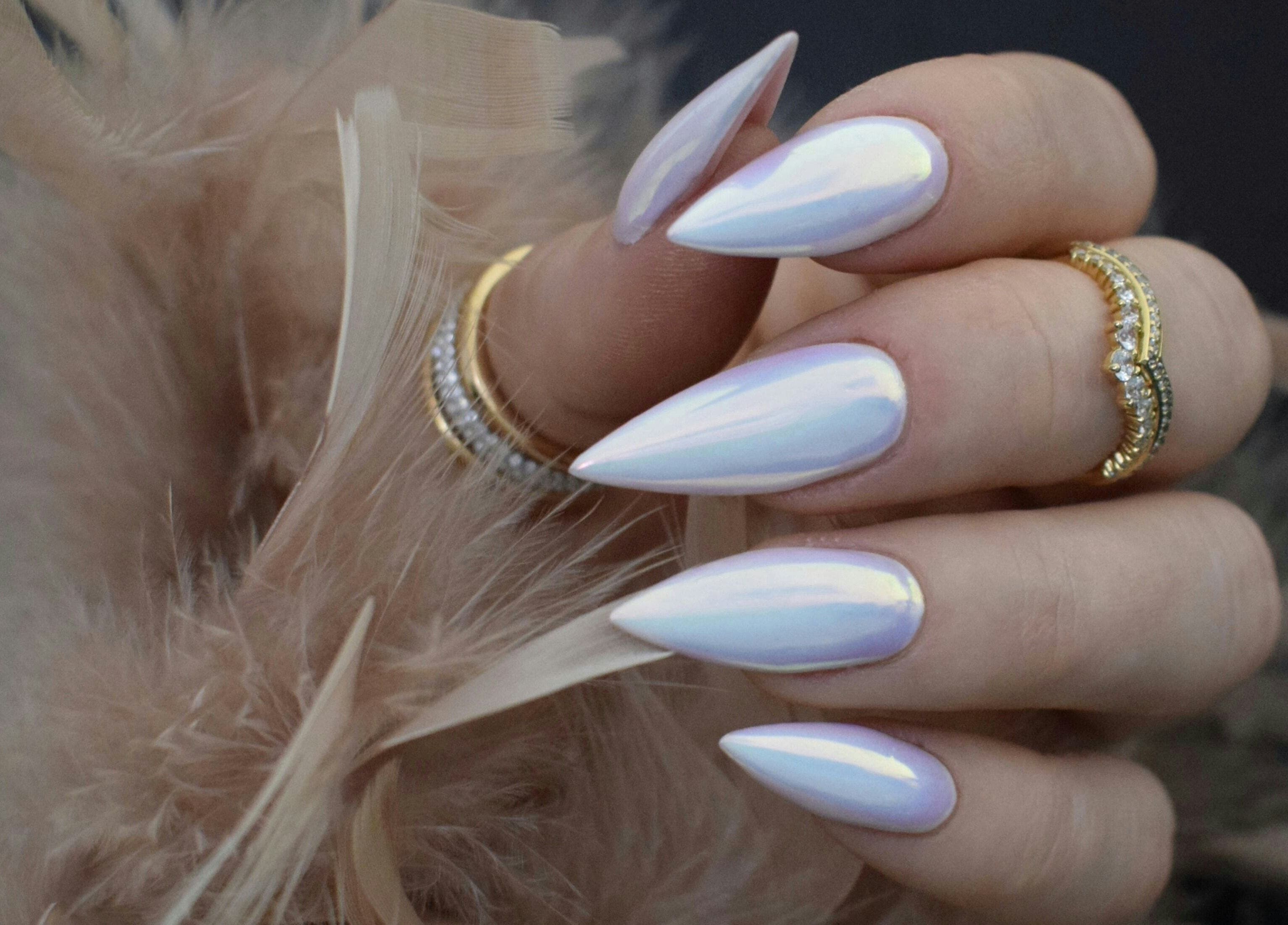 Elegant pearlescent manicure at Avc beauty(Castle Aesthetics) in Colchester, England, GB.