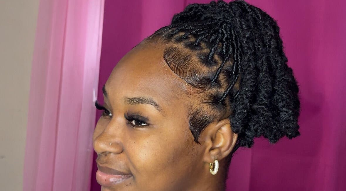 Close-up of elegant braided hairstyle at Bella Vida 246, Union Hall, Saint Philip, BB.