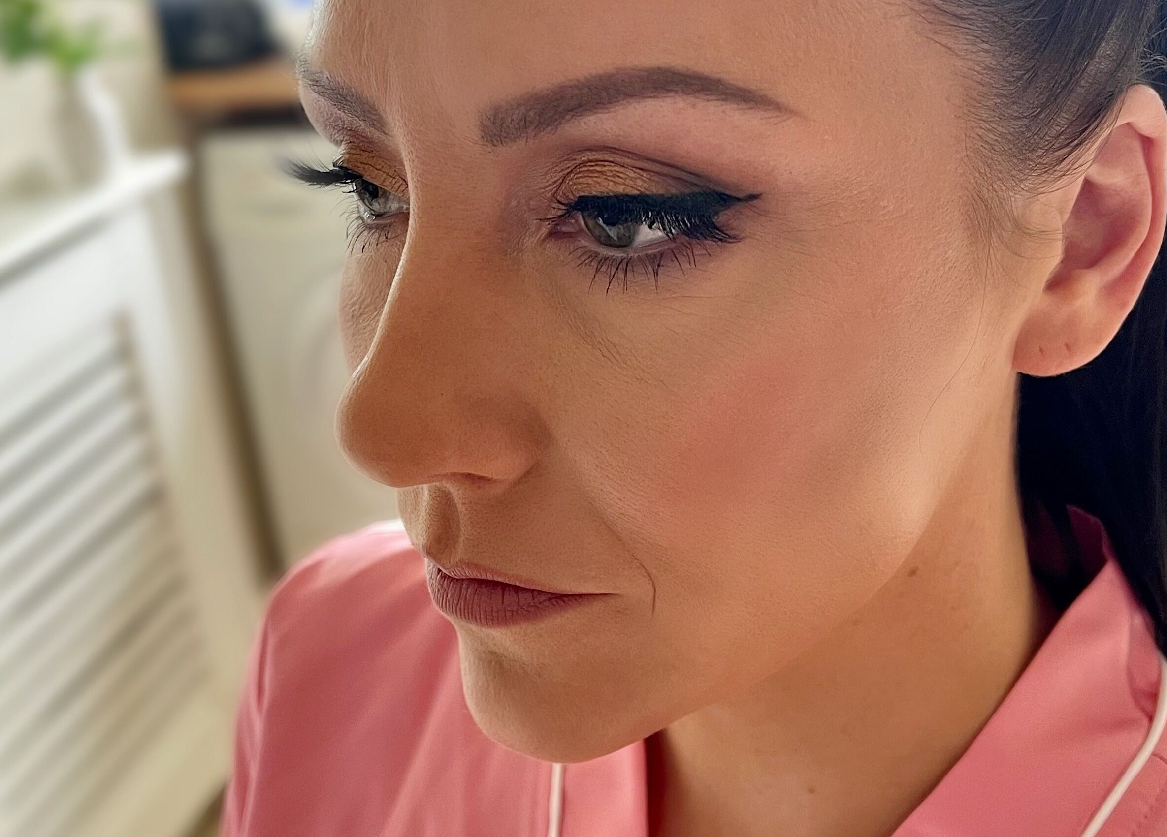 Close-up of elegant makeup at Michaela Hearne Beauty, Forest Town, England, GB.