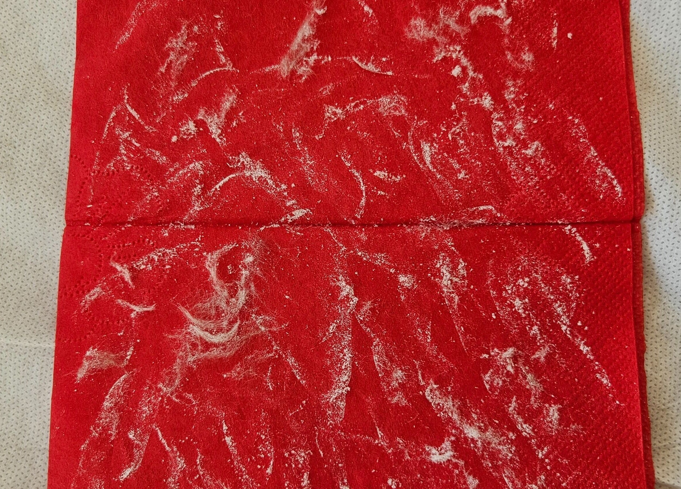 Red textured fabric at The Garden Room, Havant, England, GB.