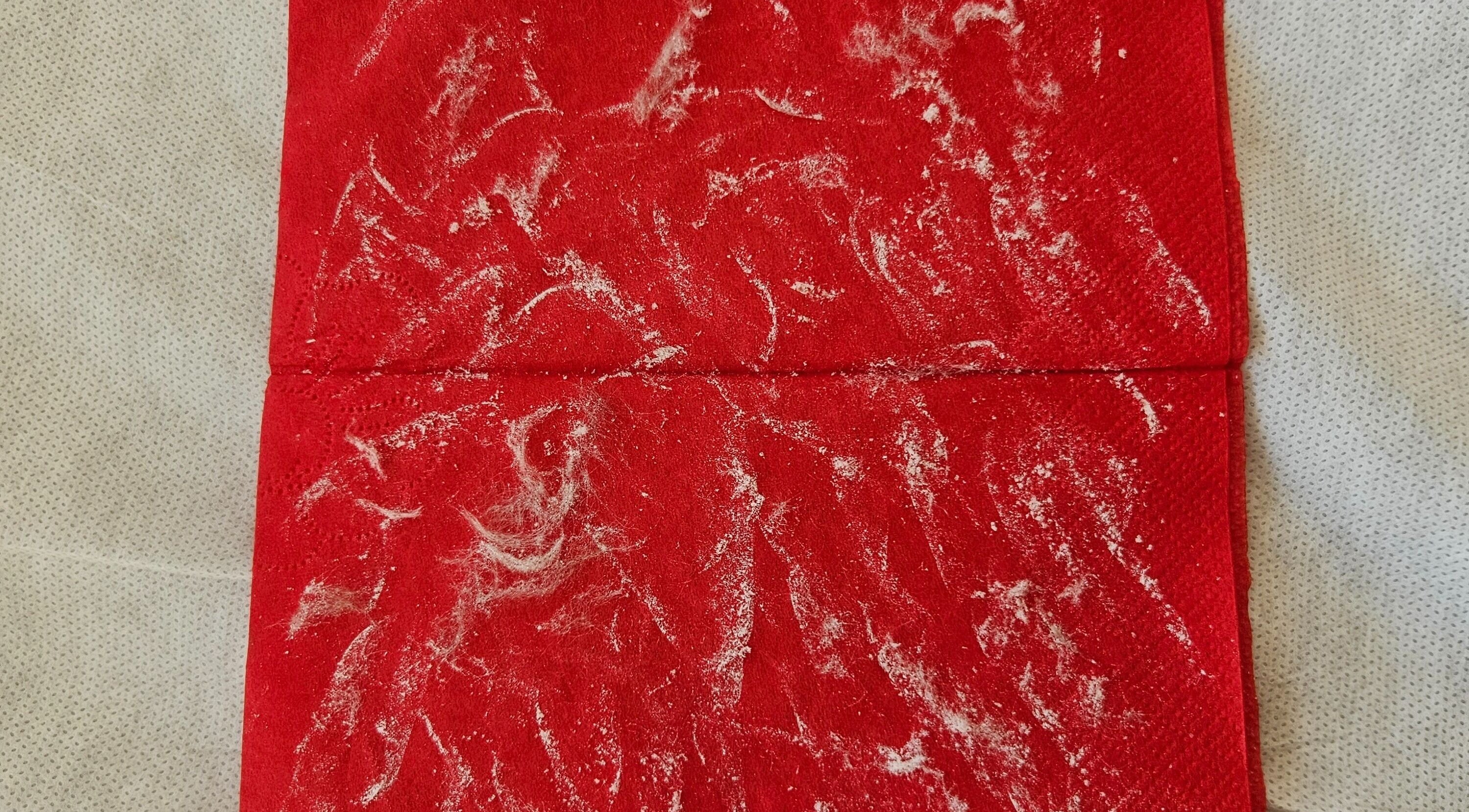 Red textured fabric at The Garden Room, Havant, England, GB.