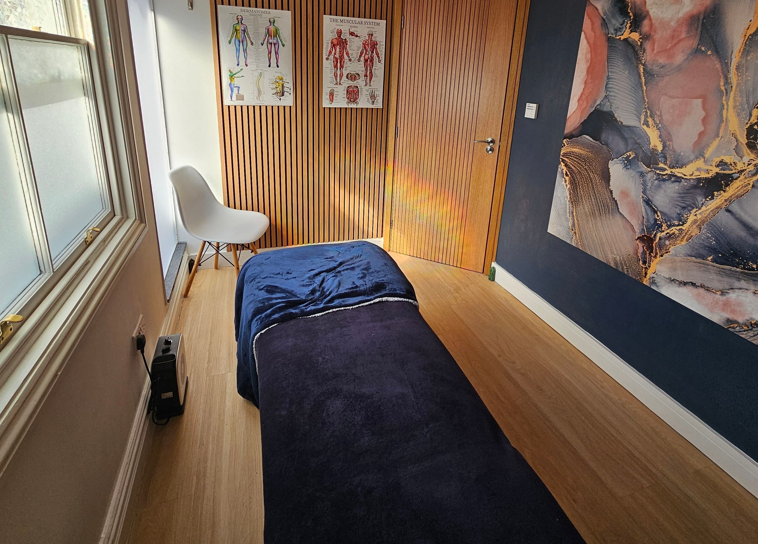 Serene therapy room at Equilize Holistic Therapies in Wadhurst, England, GB with relaxing ambiance and decor.