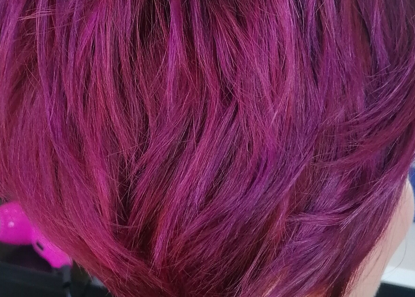 Stylish vibrant violet hair at Hair by Nicola Smit, Pretoria, Gauteng, ZA salon.