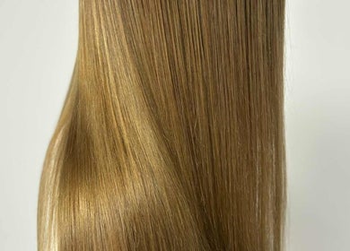 Silky smooth blonde hair at AR Hair, Bathgate, Scotland, GB.