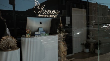 Entrance view of Cheewa Aroma Remedial Thai in Melbourne, Victoria, AU, showcasing a calm, inviting atmosphere.