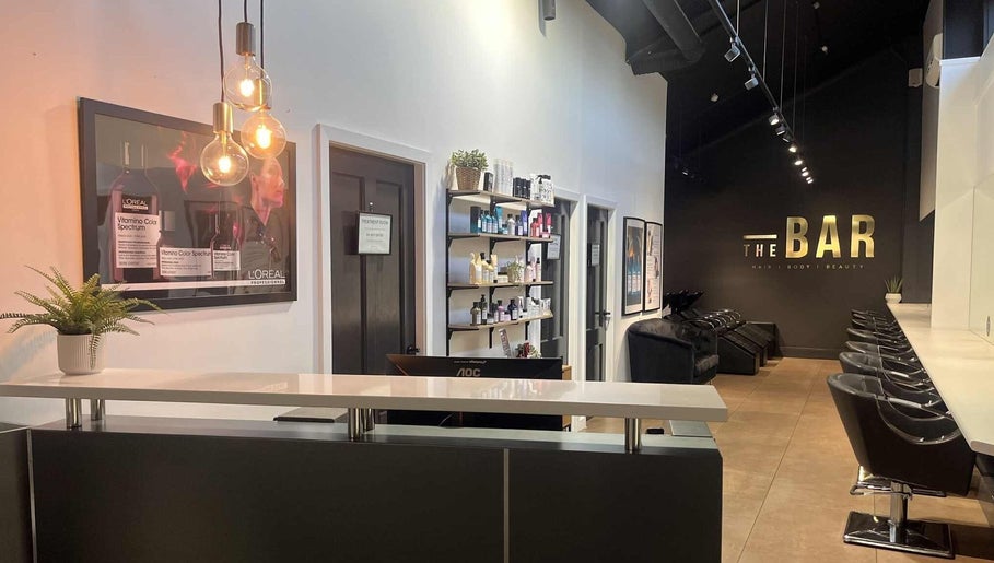 The Bar Hair Body Beauty reception in Penrith, New South Wales, AU showcasing modern design and product display.