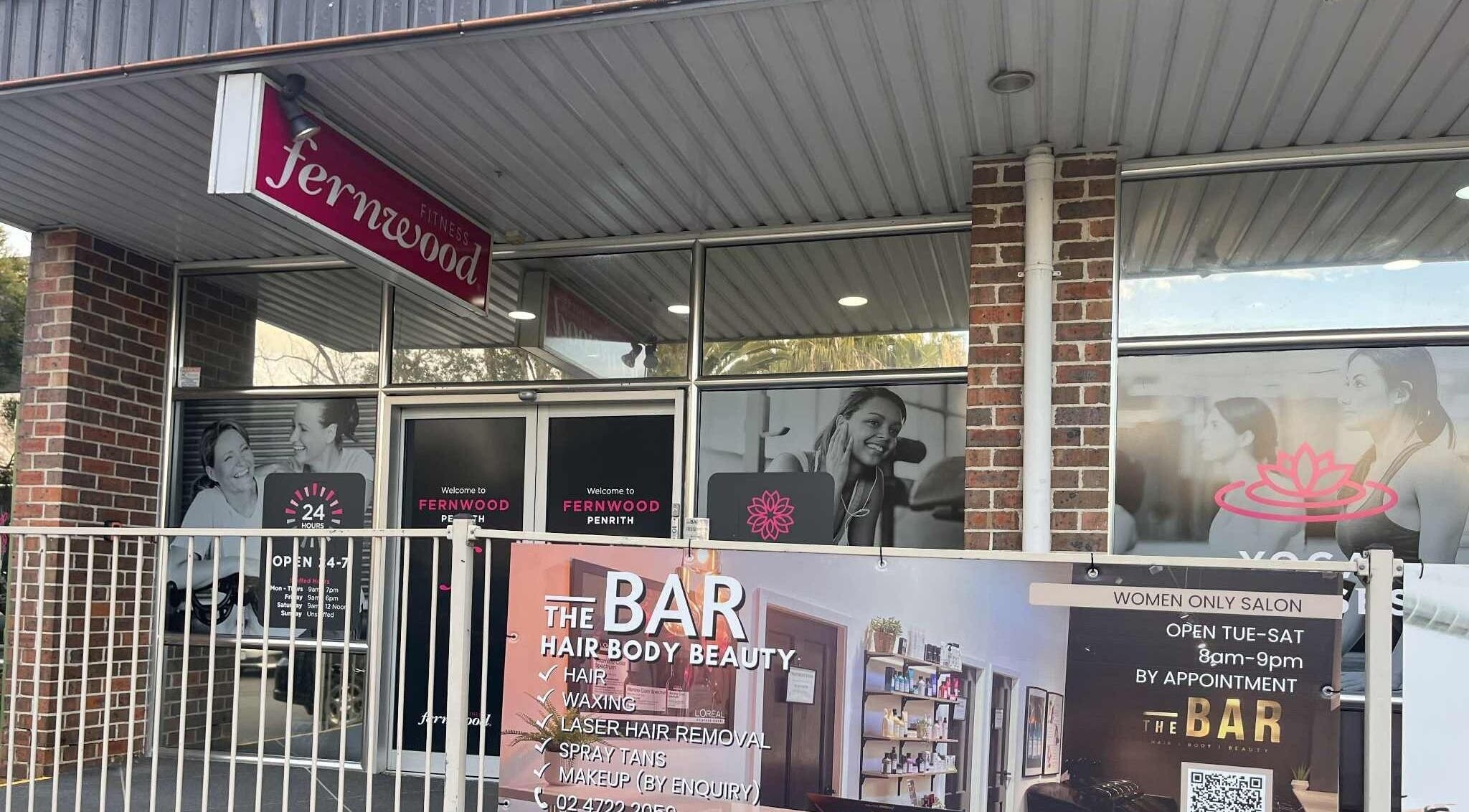 Entrance of The Bar / Knockout Hair and Beauty at Fernwood, Penrith, New South Wales, AU.