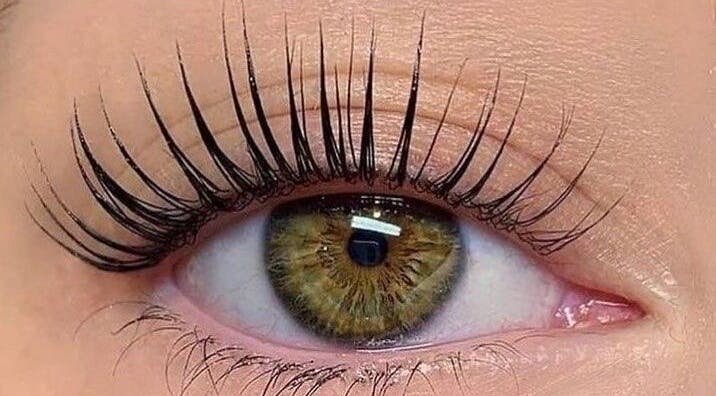 Close-up of enhanced lashes at Hoho Lashes, Glenelg East, South Australia, AU.