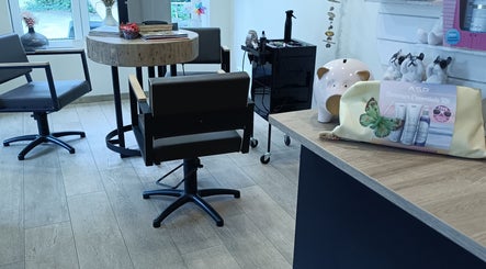Interieur van Haar&Zo Eernegem te Ichtegem, Vlaanderen. Moderne salonstoelen en decor.