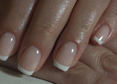 Elegant French manicure at Manicured by Candela - Russian Manicure & BIAB, Smithfield, New South Wales, AU.