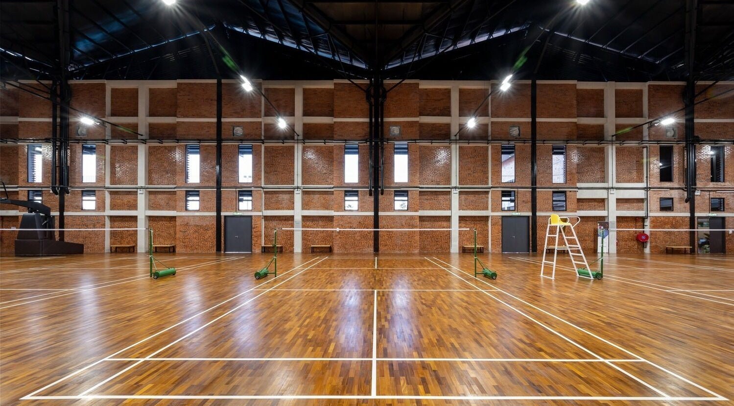 Wide view of Estuari Sports Complex indoor court in Iskandar Puteri, Johor, MY, showcasing spacious athletic facilities.