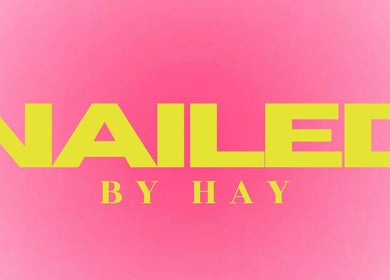Vibrant Nailed by Hay logo on pink background, London, England, GB.