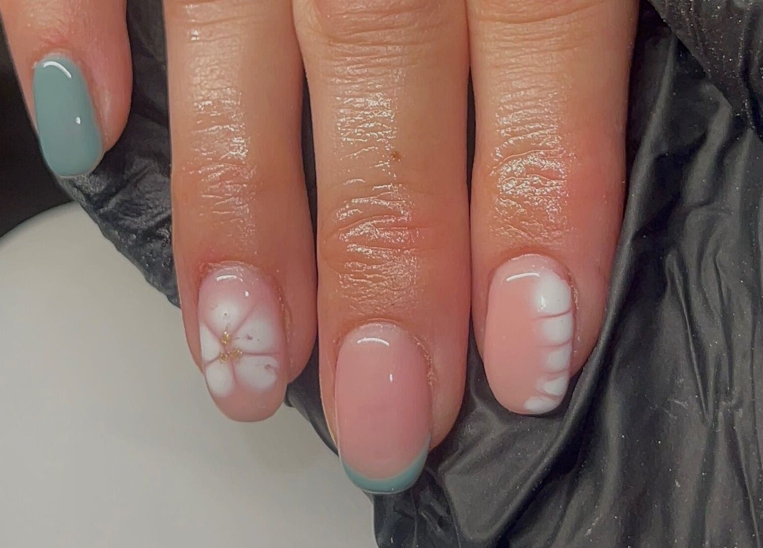 Elegant floral nail art at Beauty By Neve in Dalton-in-Furness, England, GB.