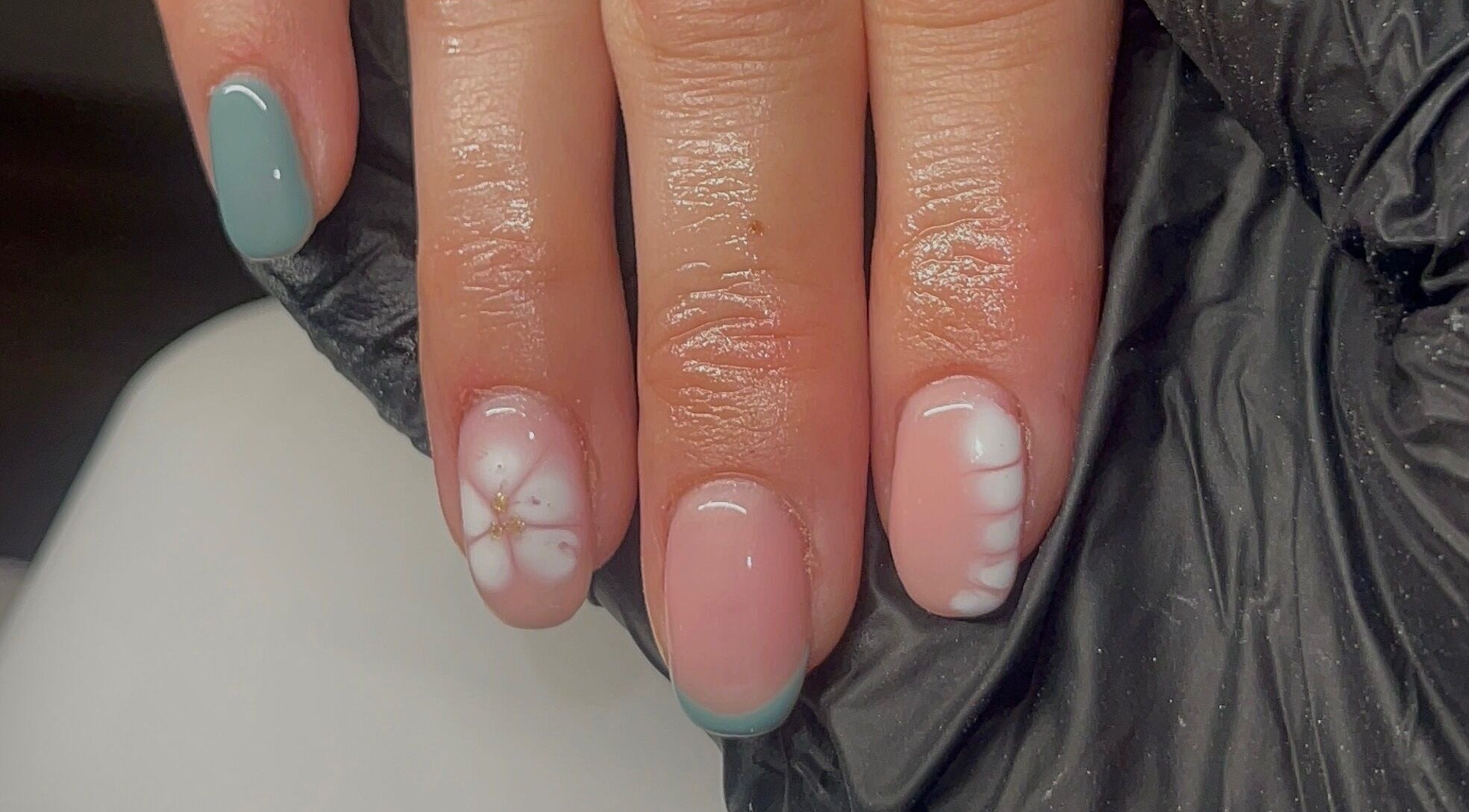 Elegant floral nail art at Beauty By Neve in Dalton-in-Furness, England, GB.