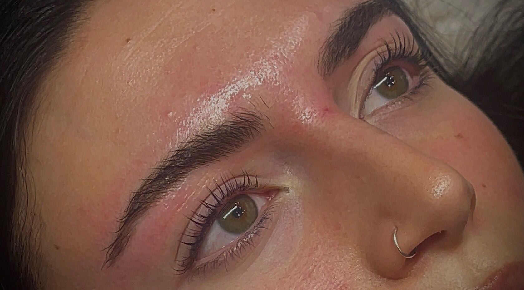 Close-up of well-shaped eyebrows at Beauty By Neve, Dalton-in-Furness, England, GB.