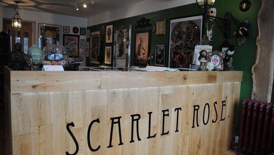 Reception at Piercings By Hannah Fleur (Milton Keynes), Newport Pagnell, England with artistic decor.