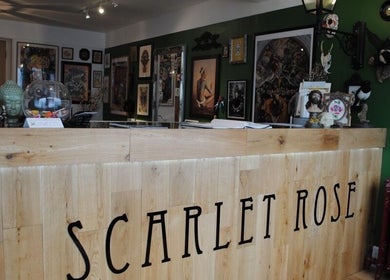 Reception at Piercings By Hannah Fleur (Milton Keynes), Newport Pagnell, England with artistic decor.