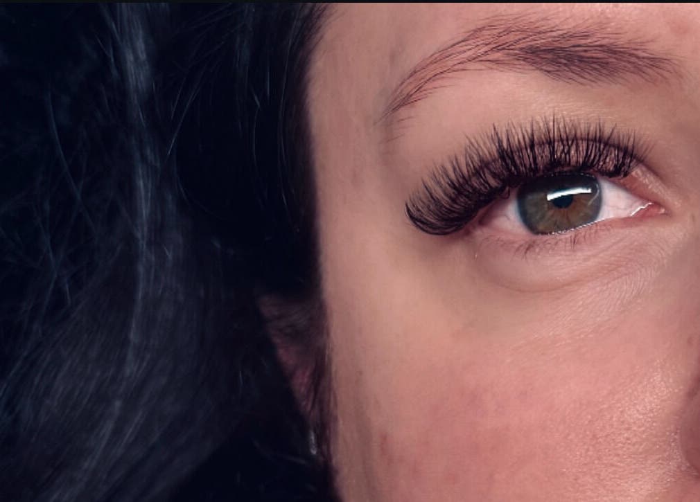 Close-up of eyelash extension from Lashed Up, Swindon, England, GB showcasing detailed craftsmanship.