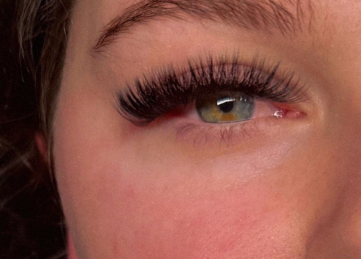 Close-up of elegant eyelash extensions by Lashed Up in Swindon, England, GB.